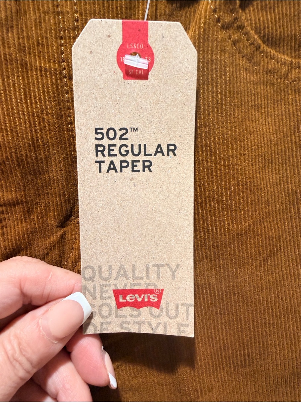 Levi’s 502 Regular Taper Corduroy Pants NWT Warp Stretch Brown 33x30 - Picture 8 of 14